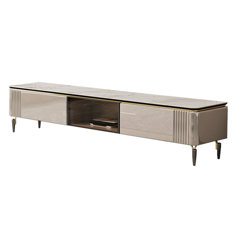 Contemporary Media Console Stone TV Media Console with 4 Drawers