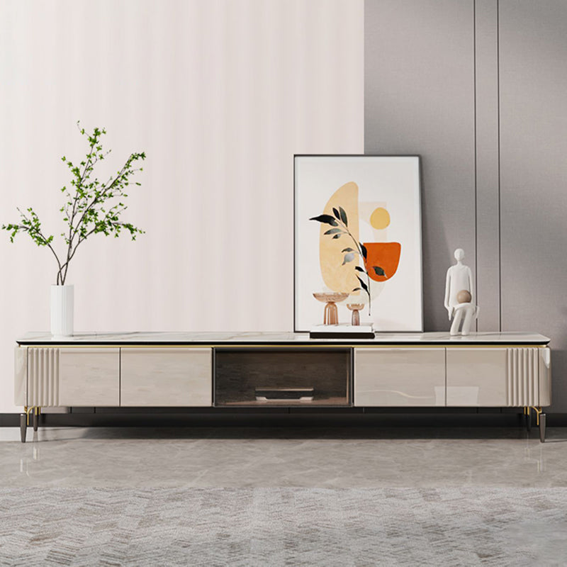 Contemporary Media Console Stone TV Media Console with 4 Drawers