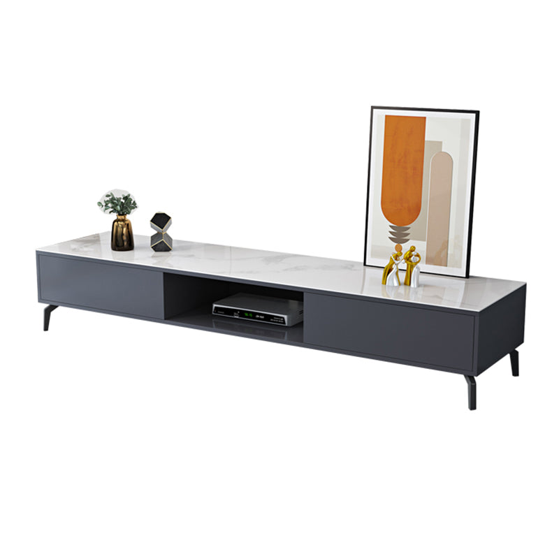 Glam TV Console Stone Media Console Black/White Open Storage Console