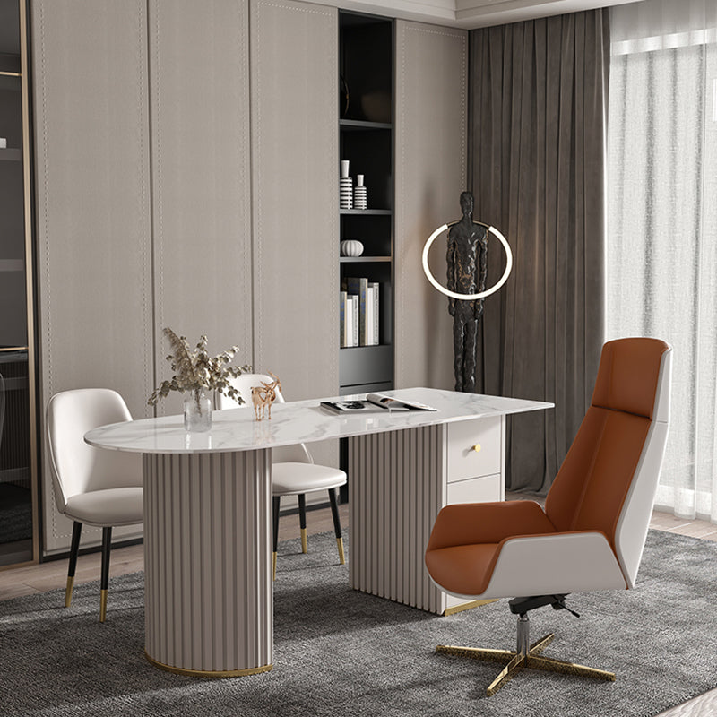 Irregular Shaped Stone Top Office Desk Modern Style Writing Desk for Office