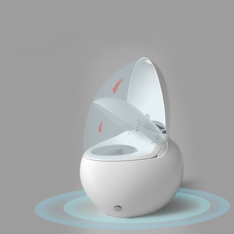 Round White Floor Mount Bidet with Heated Seat and Warm Air Dryer