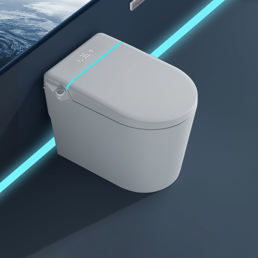 Elongated White Leak-Proof Ceramic Contemporary Foot Sensor Smart Toilet