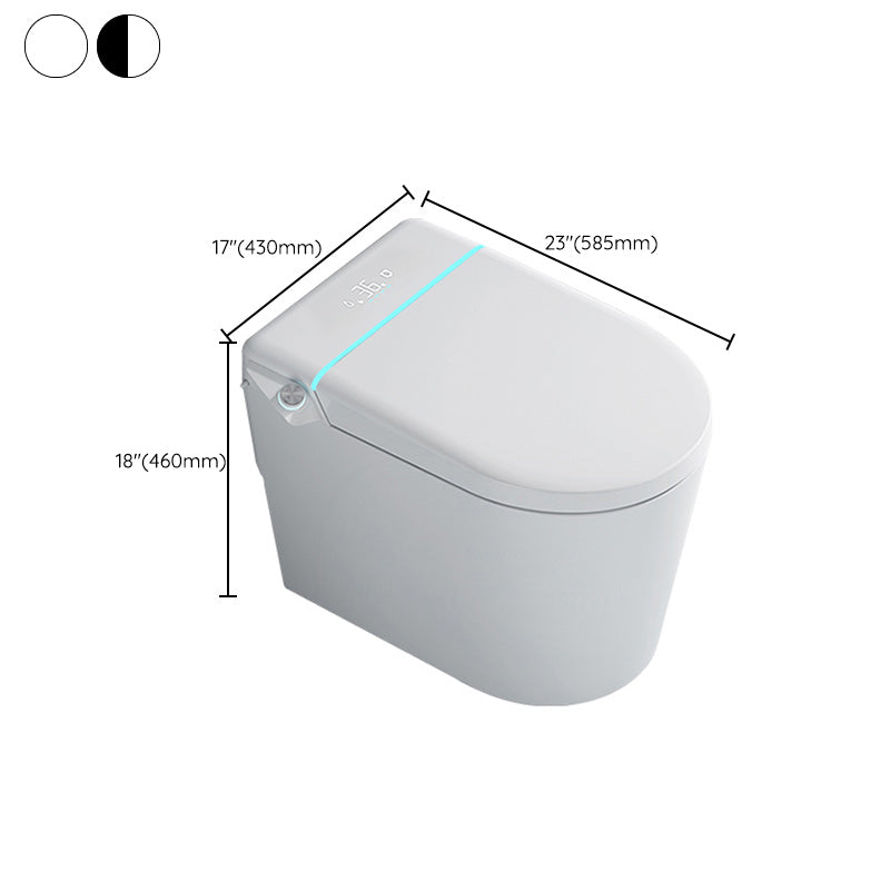 Elongated White Leak-Proof Ceramic Contemporary Foot Sensor Smart Toilet