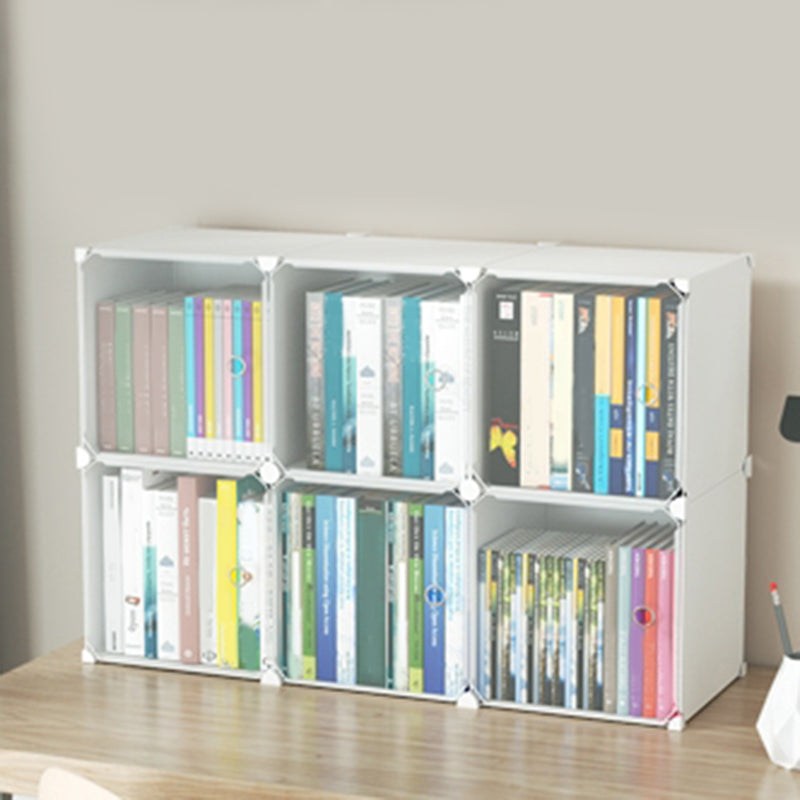 Contemporary Plastic Colorful Book Shelf Freestanding Cubby Storage Bookcase