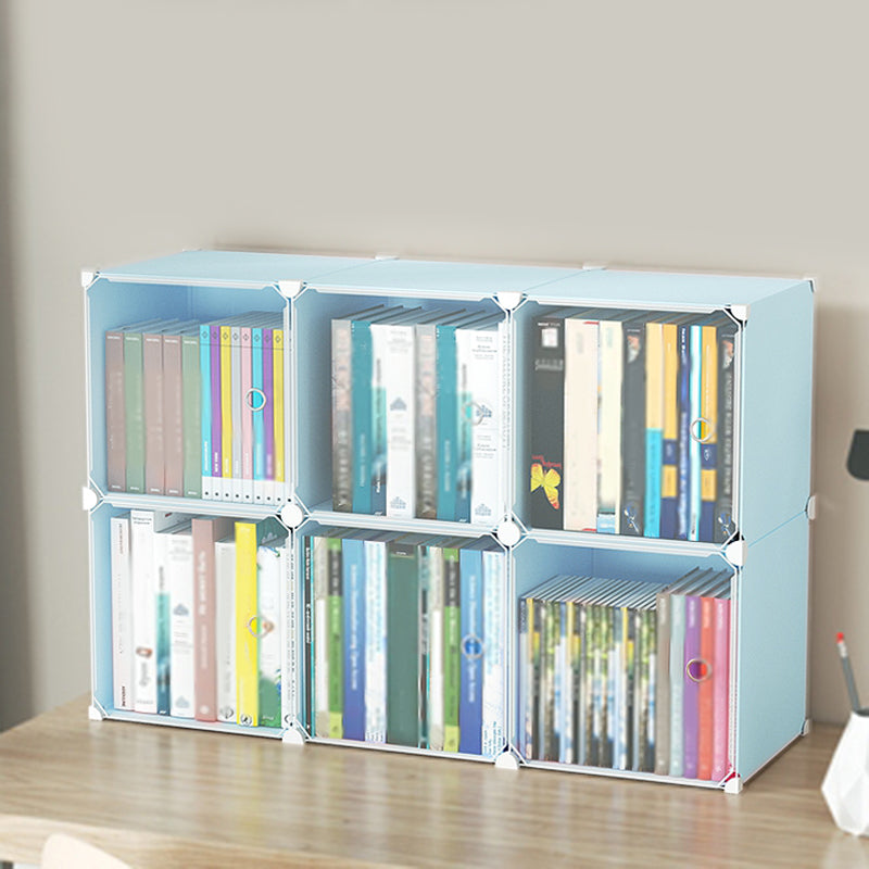 Contemporary Plastic Colorful Book Shelf Freestanding Cubby Storage Bookcase