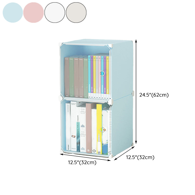 Contemporary Plastic Colorful Book Shelf Freestanding Cubby Storage Bookcase