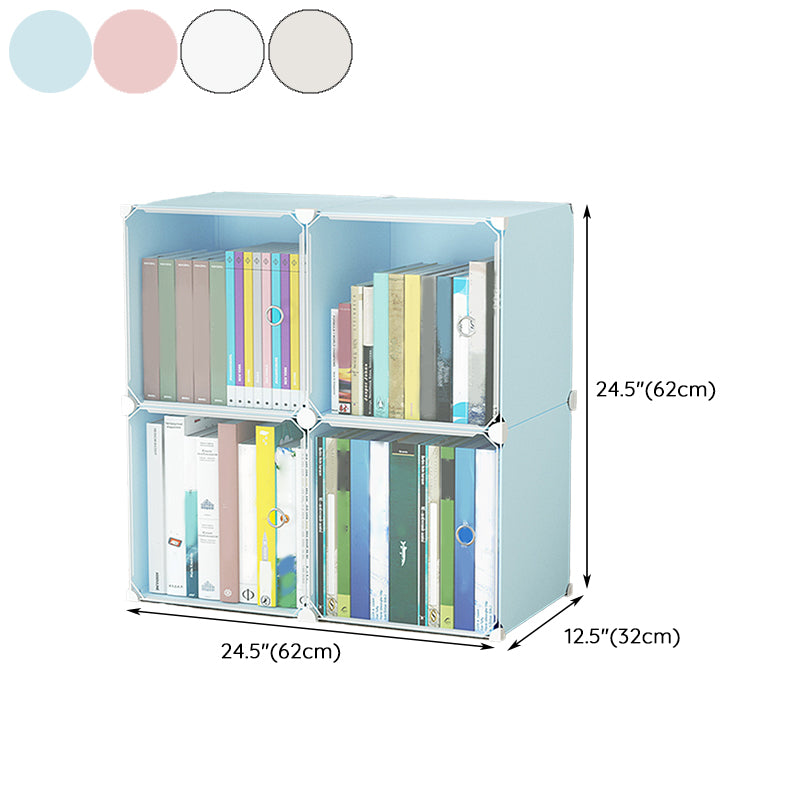 Contemporary Plastic Colorful Book Shelf Freestanding Cubby Storage Bookcase