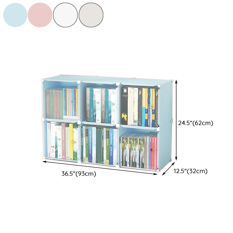 Contemporary Plastic Colorful Book Shelf Freestanding Cubby Storage Bookcase