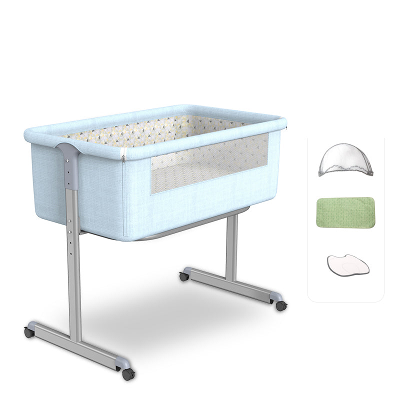 Metal Rectangle Bedside Crib Gliding Folding and Gliding Crib Cradle for Baby