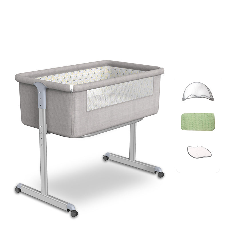 Metal Rectangle Bedside Crib Gliding Folding and Gliding Crib Cradle for Baby