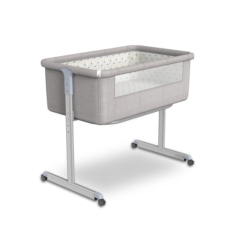 Metal Rectangle Bedside Crib Gliding Folding and Gliding Crib Cradle for Baby