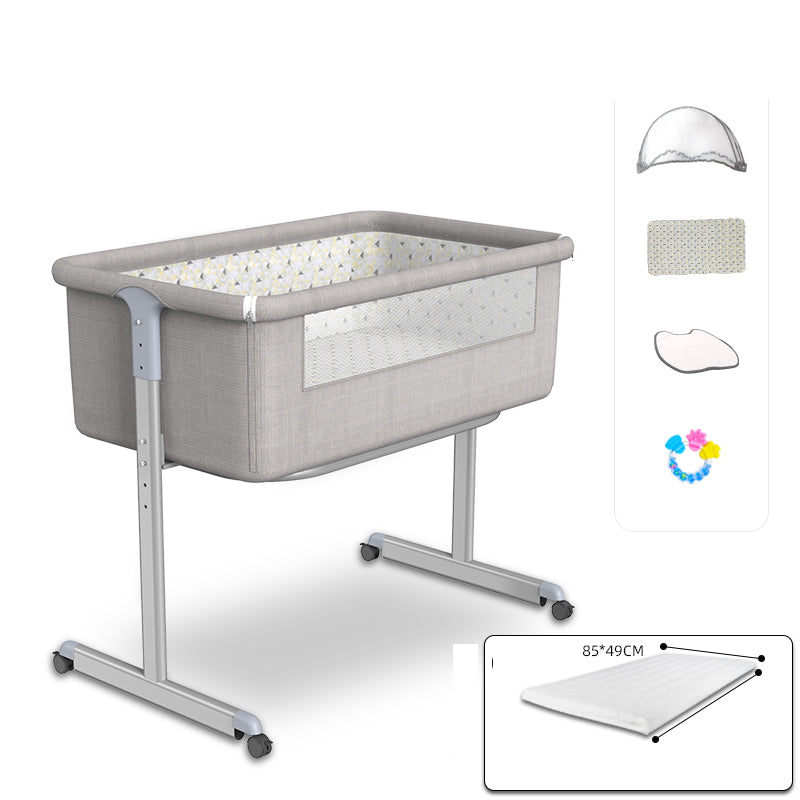 Metal Rectangle Bedside Crib Gliding Folding and Gliding Crib Cradle for Baby