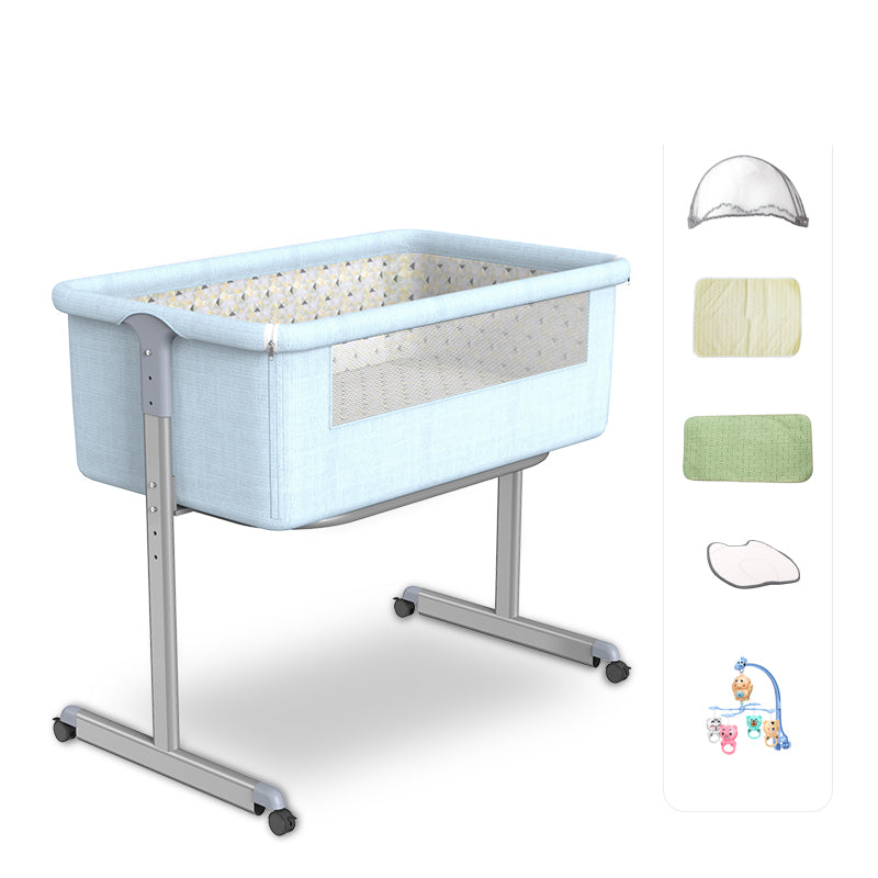 Metal Rectangle Bedside Crib Gliding Folding and Gliding Crib Cradle for Baby