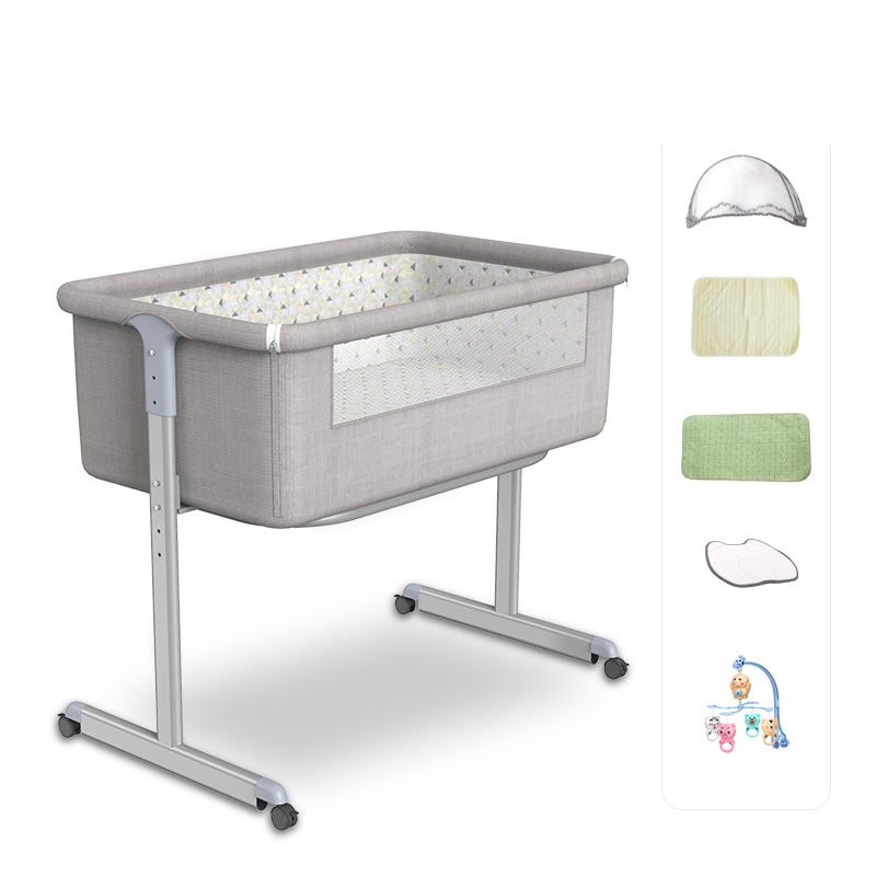 Metal Rectangle Bedside Crib Gliding Folding and Gliding Crib Cradle for Baby