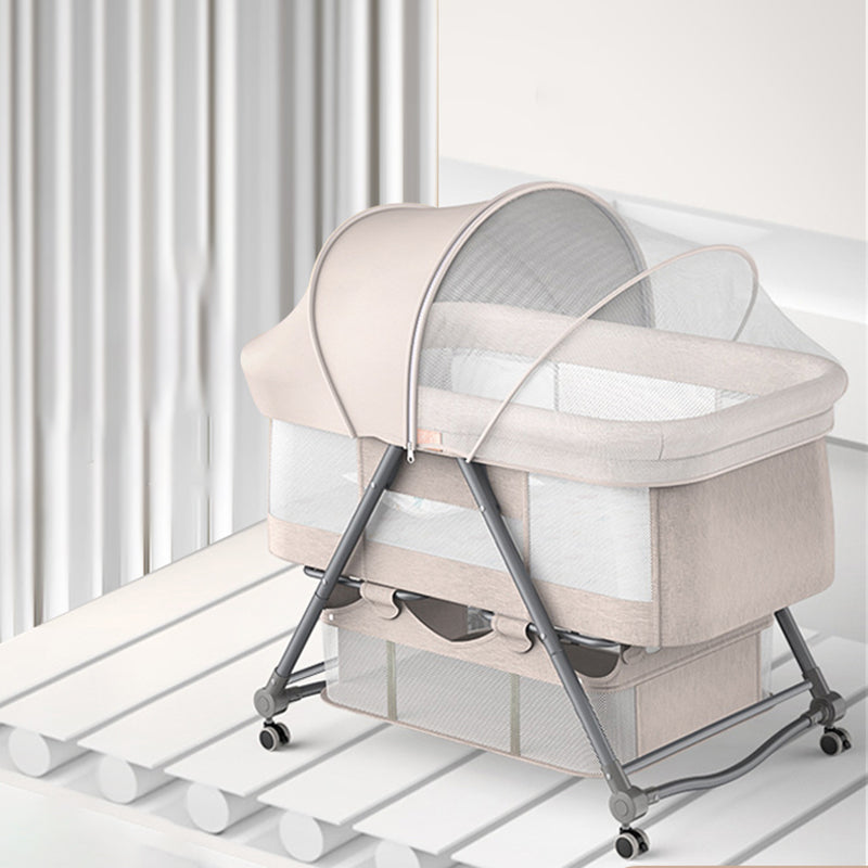 Foldable and Portable Cradle Moving Crib Cradle with Mattress and Wheel