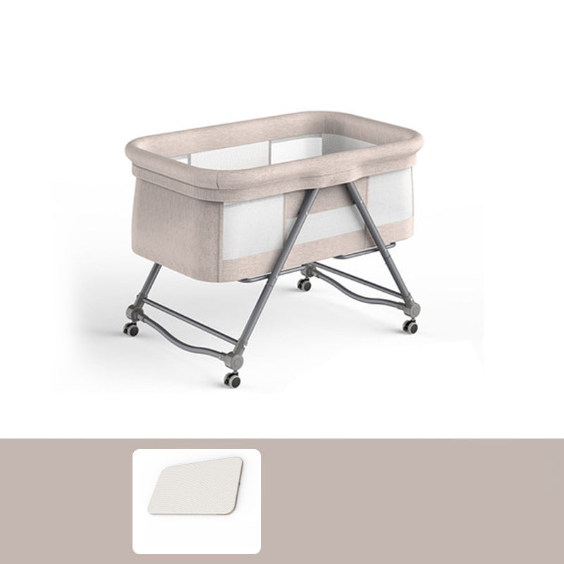 Foldable and Portable Cradle Moving Crib Cradle with Mattress and Wheel