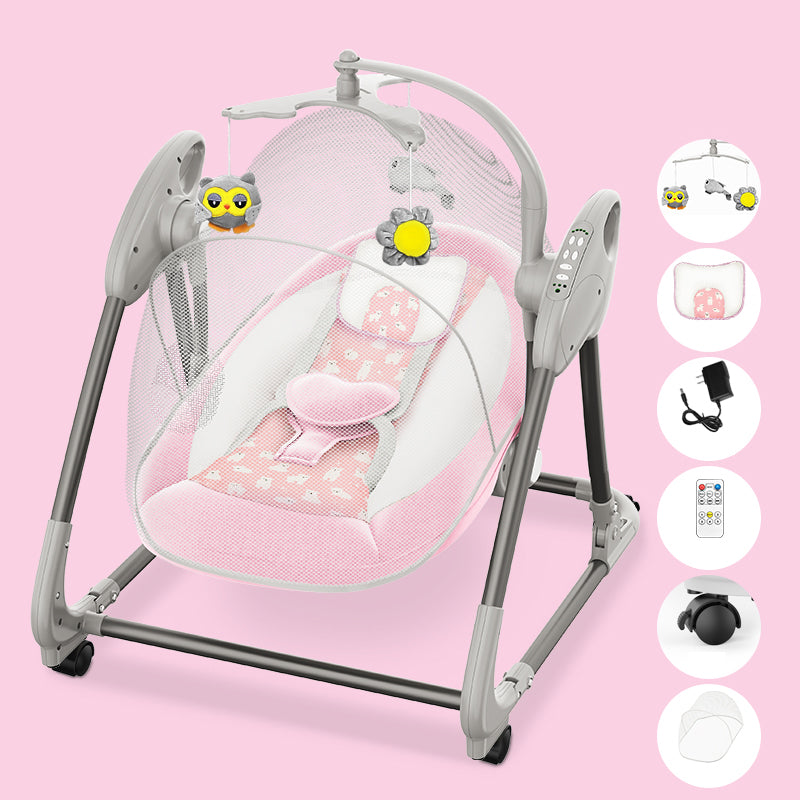 Metal Oval Baby Crib Cradle Electric Rocking Cradle with Bluetooth