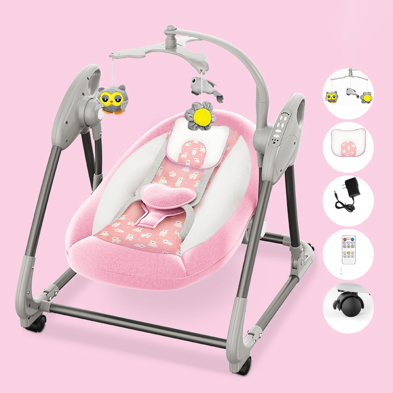 Metal Oval Baby Crib Cradle Electric Rocking Cradle with Bluetooth