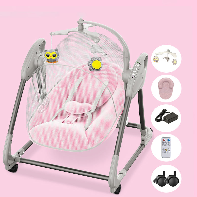 Metal Oval Baby Crib Cradle Electric Rocking Cradle with Bluetooth