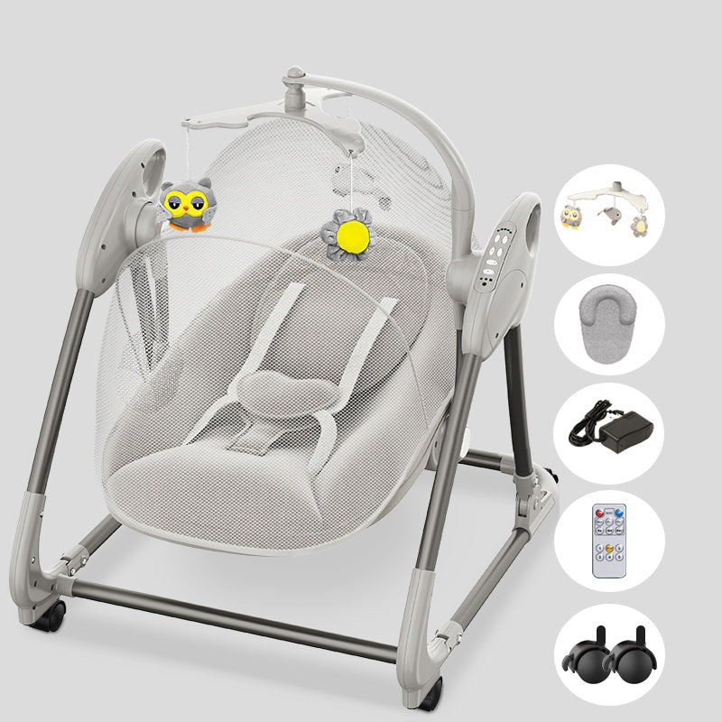 Metal Oval Baby Crib Cradle Electric Rocking Cradle with Bluetooth