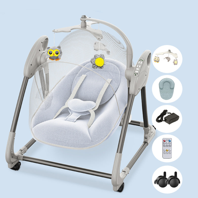 Metal Oval Baby Crib Cradle Electric Rocking Cradle with Bluetooth