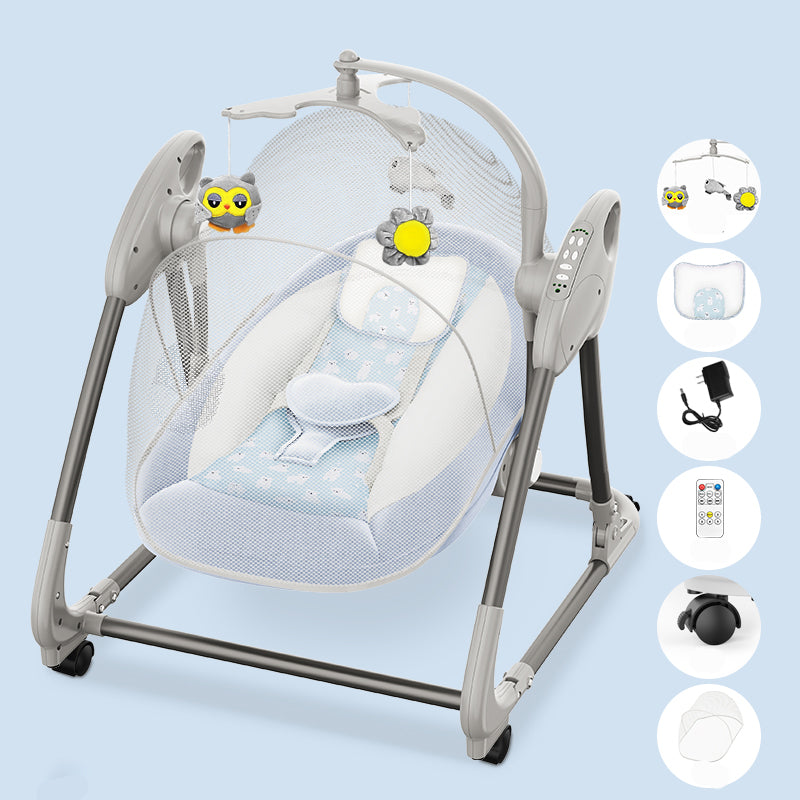 Metal Oval Baby Crib Cradle Electric Rocking Cradle with Bluetooth