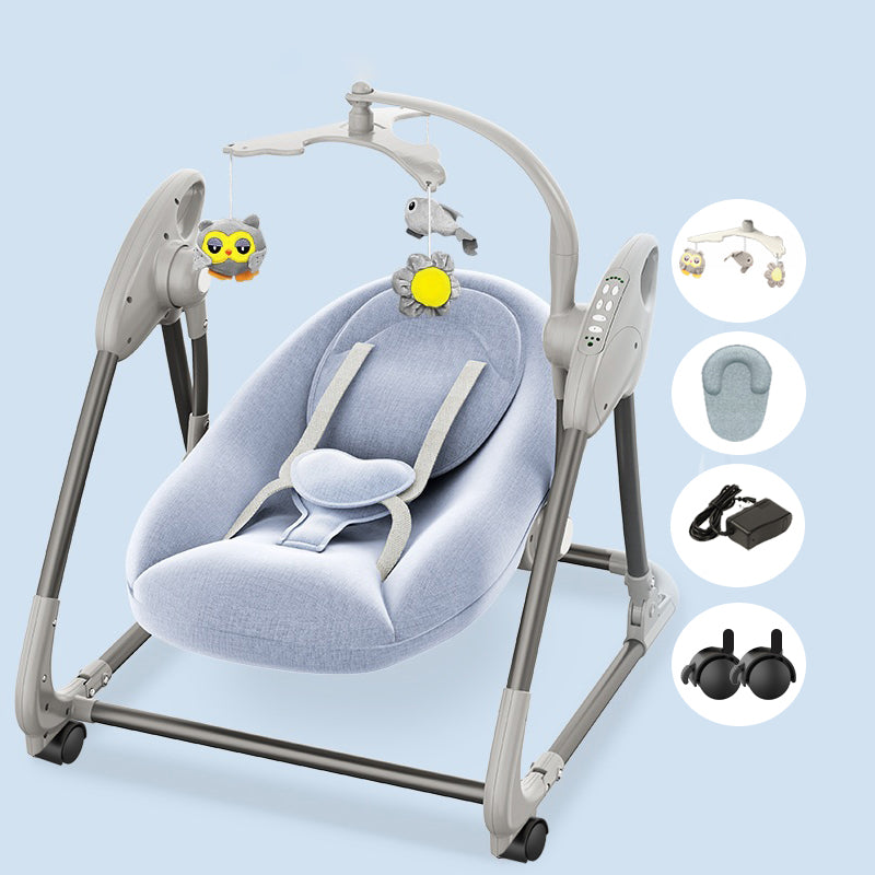 Metal Oval Baby Crib Cradle Electric Rocking Cradle with Bluetooth