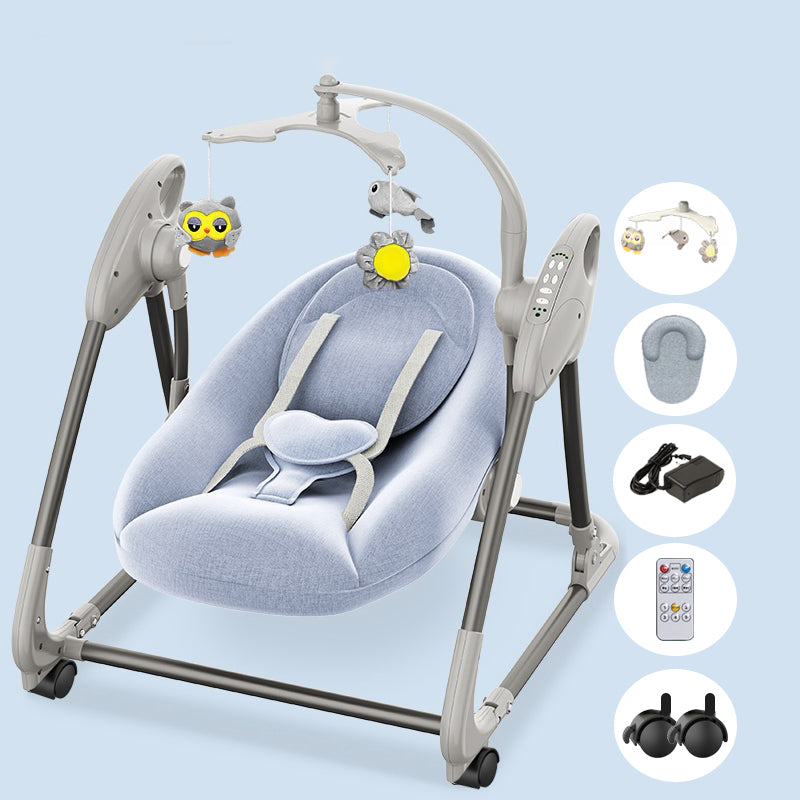 Metal Oval Baby Crib Cradle Electric Rocking Cradle with Bluetooth