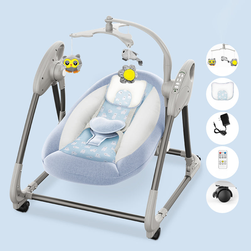 Metal Oval Baby Crib Cradle Electric Rocking Cradle with Bluetooth