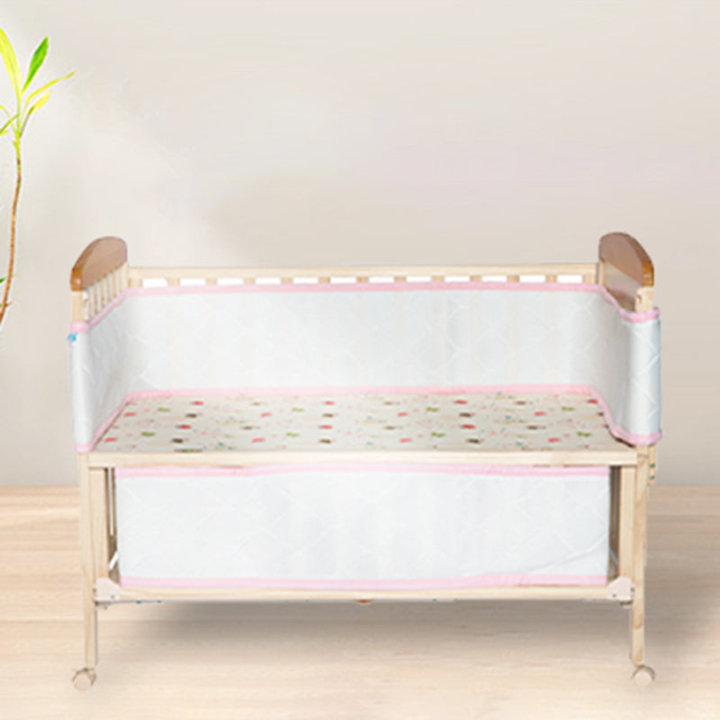 Solid Wood Convertible Baby Crib Natural Wood Crib with Storage and Adjustable Height