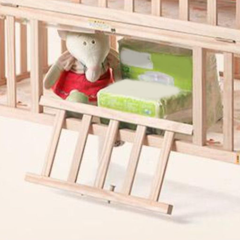 Solid Wood Convertible Baby Crib Natural Wood Crib with Storage and Adjustable Height