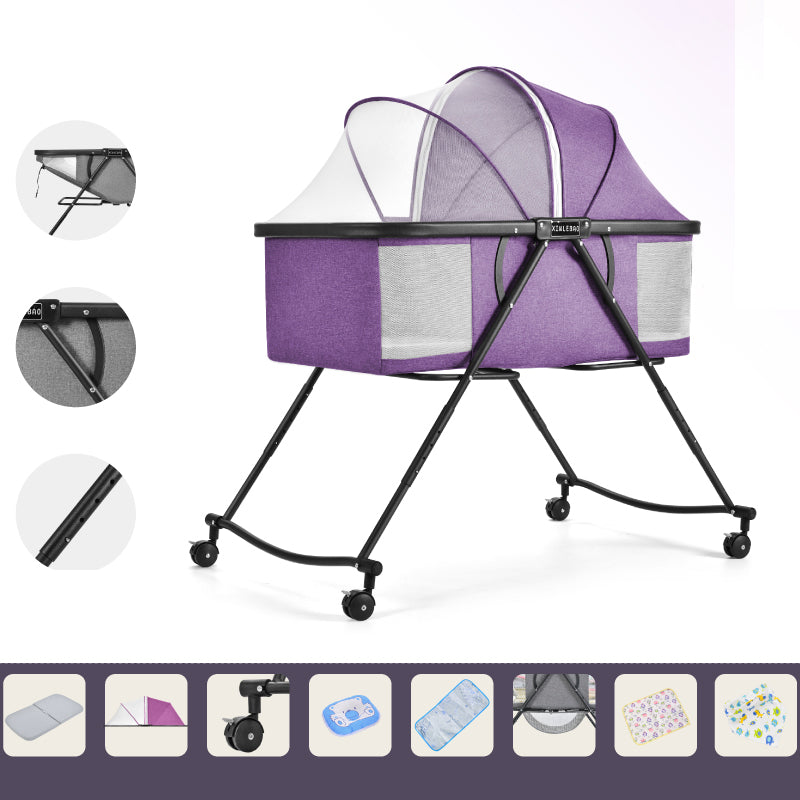 Folding and Rocking Crib Cradle Modern Metal Cradle with Mattress