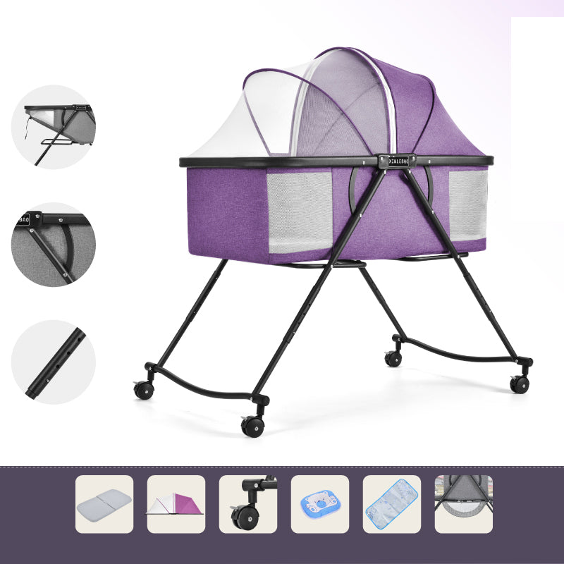 Folding and Rocking Crib Cradle Modern Metal Cradle with Mattress