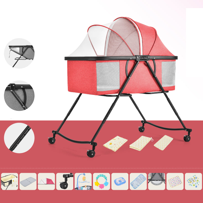 Folding and Rocking Crib Cradle Modern Metal Cradle with Mattress