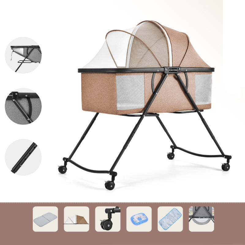 Folding and Rocking Crib Cradle Modern Metal Cradle with Mattress