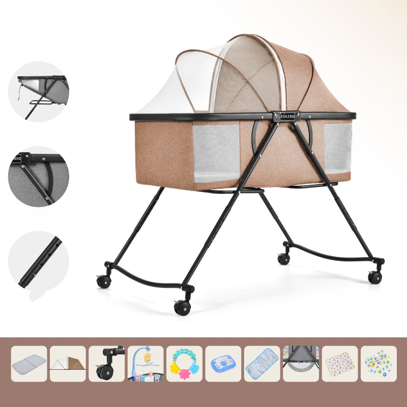 Folding and Rocking Crib Cradle Modern Metal Cradle with Mattress