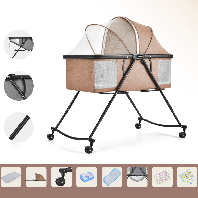 Folding and Rocking Crib Cradle Modern Metal Cradle with Mattress