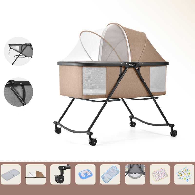 Folding and Rocking Crib Cradle Modern Metal Cradle with Mattress