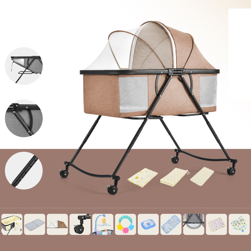 Folding and Rocking Crib Cradle Modern Metal Cradle with Mattress