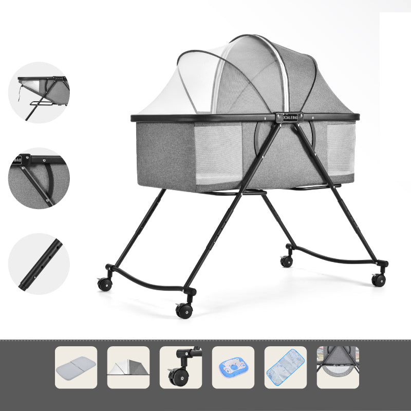 Folding and Rocking Crib Cradle Modern Metal Cradle with Mattress