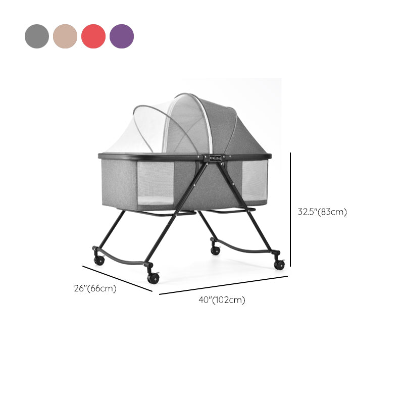 Folding and Rocking Crib Cradle Modern Metal Cradle with Mattress