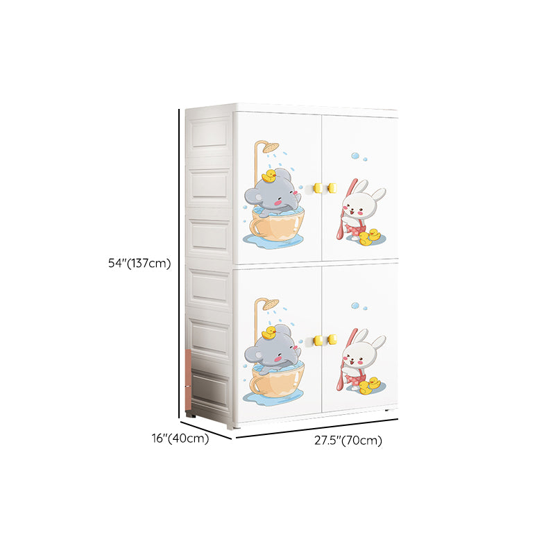 Plastic Hanging Clothes Rack Glossy Closet with Lower Storage Drawers