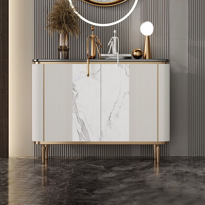 Glam Sideboard Table Marble Sideboard Cabinet with Doors for Kitchen