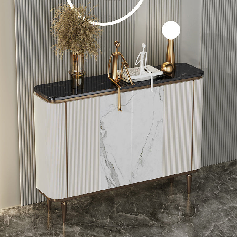 Glam Sideboard Table Marble Sideboard Cabinet with Doors for Kitchen