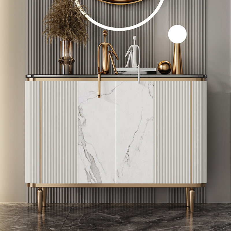 Glam Sideboard Table Marble Sideboard Cabinet with Doors for Kitchen