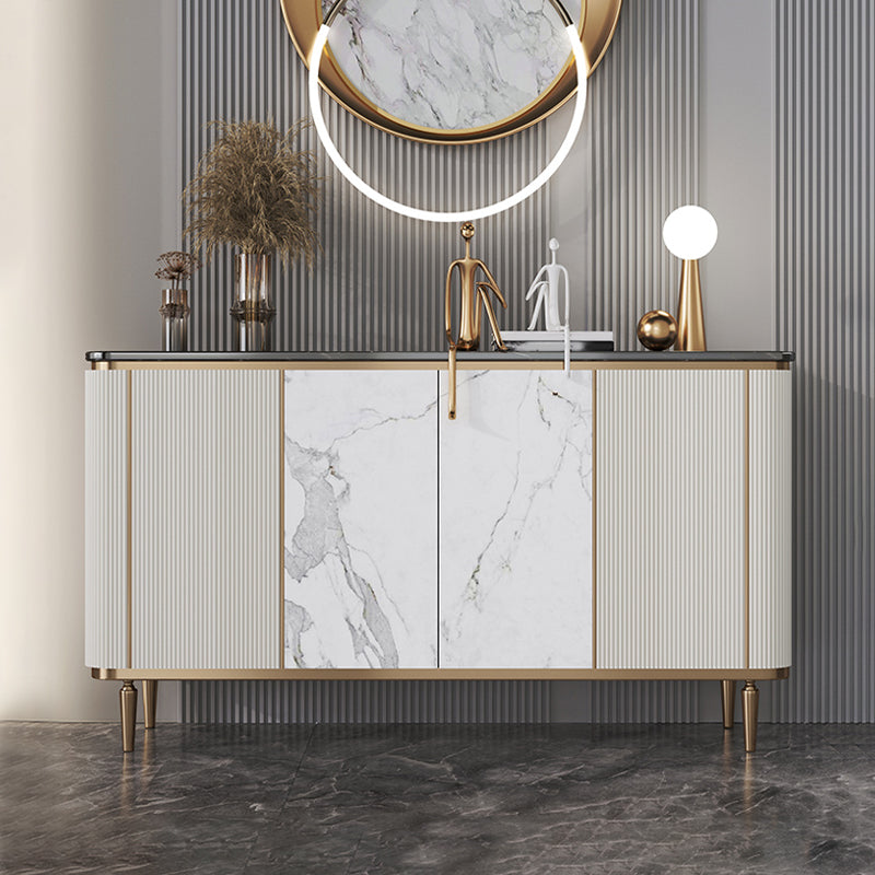 Glam Sideboard Table Marble Sideboard Cabinet with Doors for Kitchen