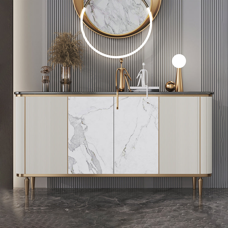 Glam Sideboard Table Marble Sideboard Cabinet with Doors for Kitchen