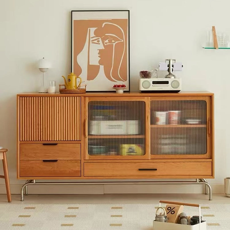 Contemporary Sideboard Cabinet Pine Sideboard with Doors for Kitchen