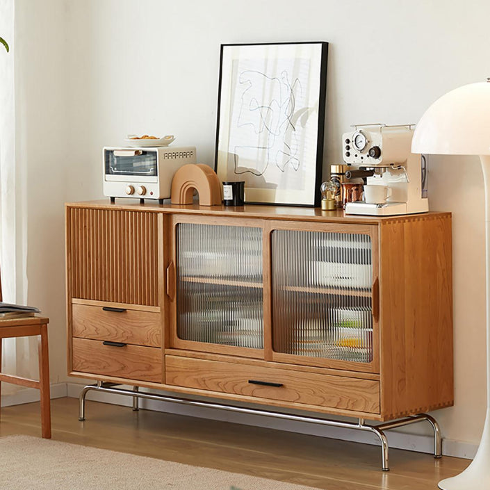 Contemporary Sideboard Cabinet Pine Sideboard with Doors for Kitchen