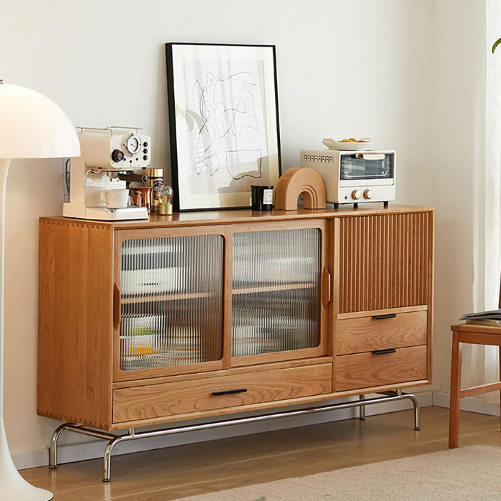 Contemporary Sideboard Cabinet Pine Sideboard with Doors for Kitchen